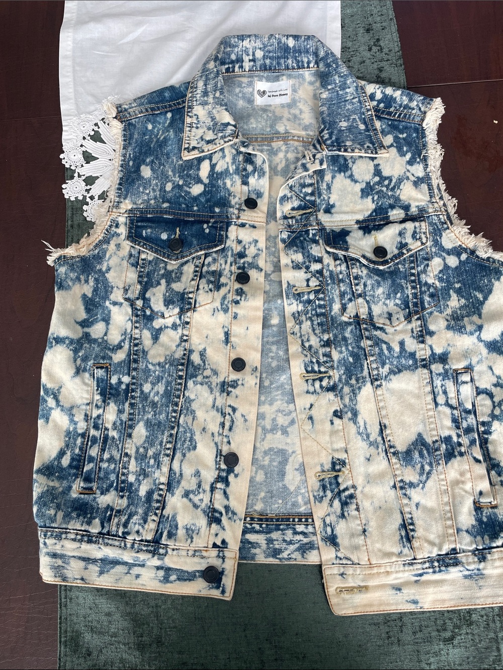 Custom Acid washed Vintage Star Wars Denim Vest with Graphic Back Panel - Picture 3 of 6